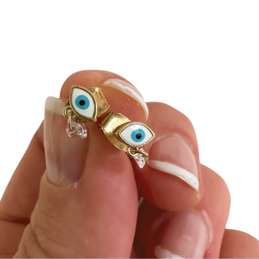YOGA small gold evil eye earrings